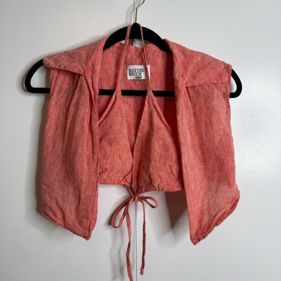 Matthew Bruch Vest with Triangle Linen Top - Red - Small - Picture 4 of 10